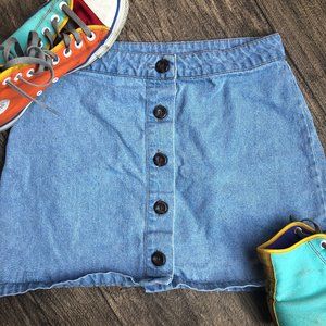 Denim Skirt with Brown Buttons!